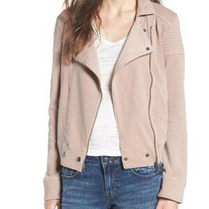 NWT BP Washed Cotton  Soft Moto Jacket Full Zip Coat Camel Tan Neutral Sz XS